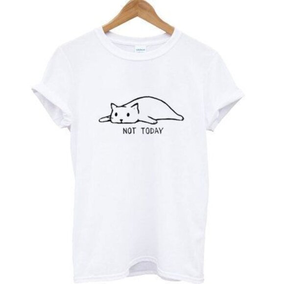 Tops - Not Today Cat, Lazy Cat, Cat Shirt, Graphic Cat Tee